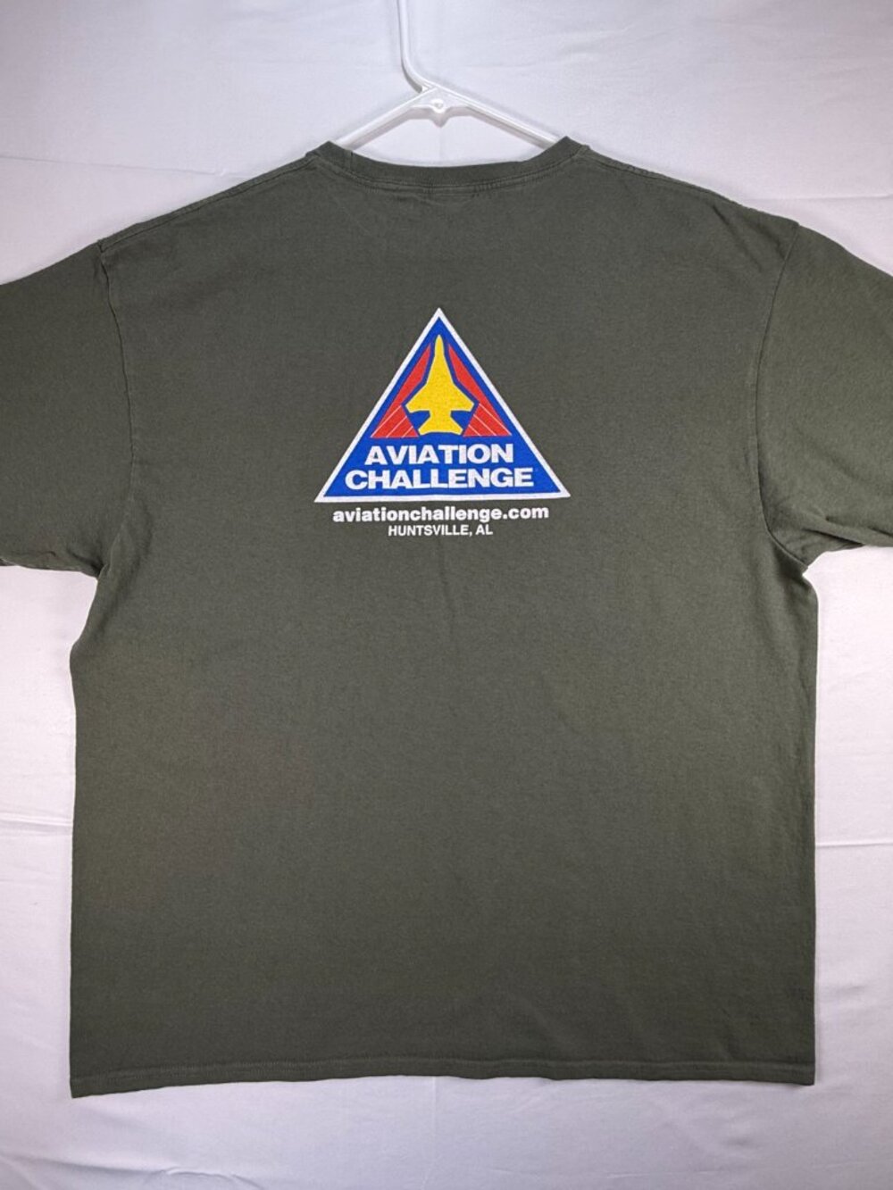 Vintage Check Six Aviation Challenge Huntsville AL Size XL Shirt Olive Green Y2K